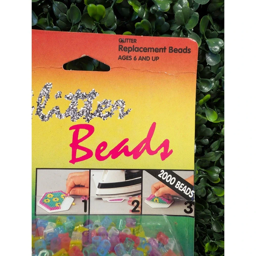 Vintage Perler Beads Glitter Replacement Beads 2000 Count Multi Color 814 NOS